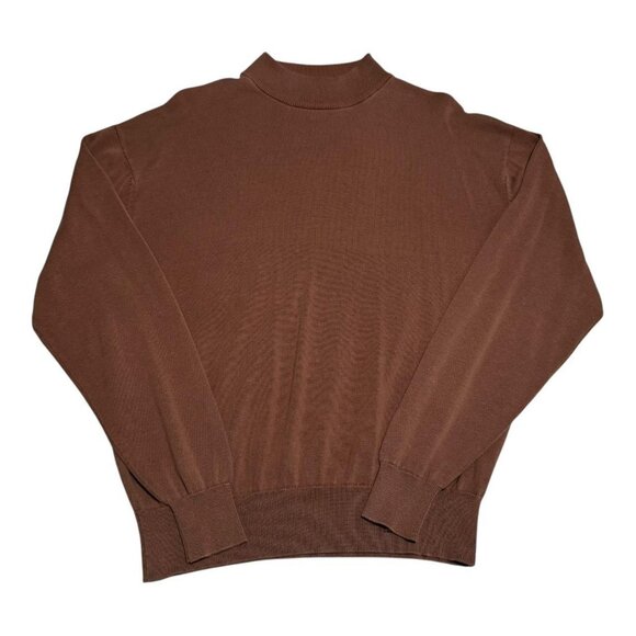 Vintage Norm‎ Thompson Silk Cotton Brown Mockneck Sweater Men’s Large - Picture 1 of 6